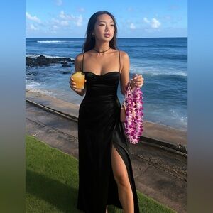 Reformation Marguerite Silk Midi Dress Black